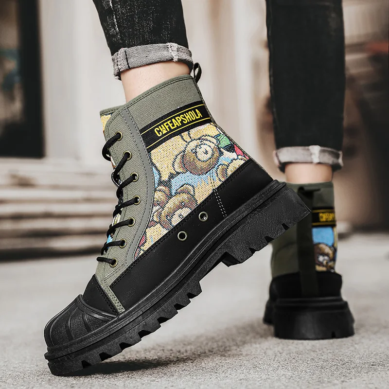 

Men's Boots Four Seasons Soft-soled Non-slip Thick-soled Outdoor Boots High-top Casual Boots Canvas Boots Fashion Tooling Boots