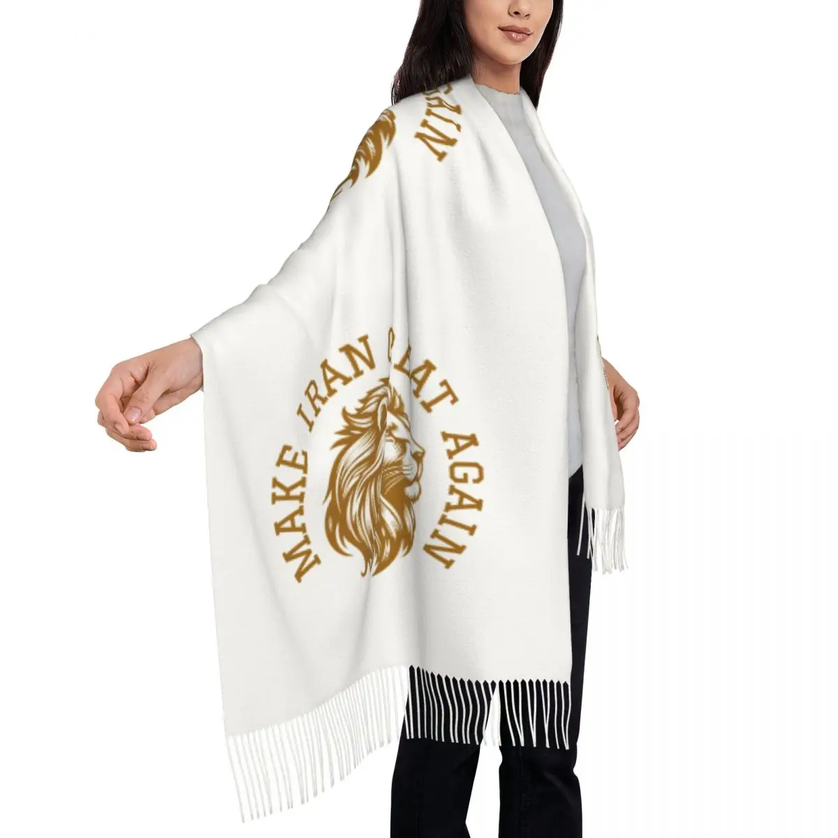 Warm Scarf Autumn Make Iran Great Again Lion Shawls Wrpas Graphic Bandana Female Retro Large Scarves