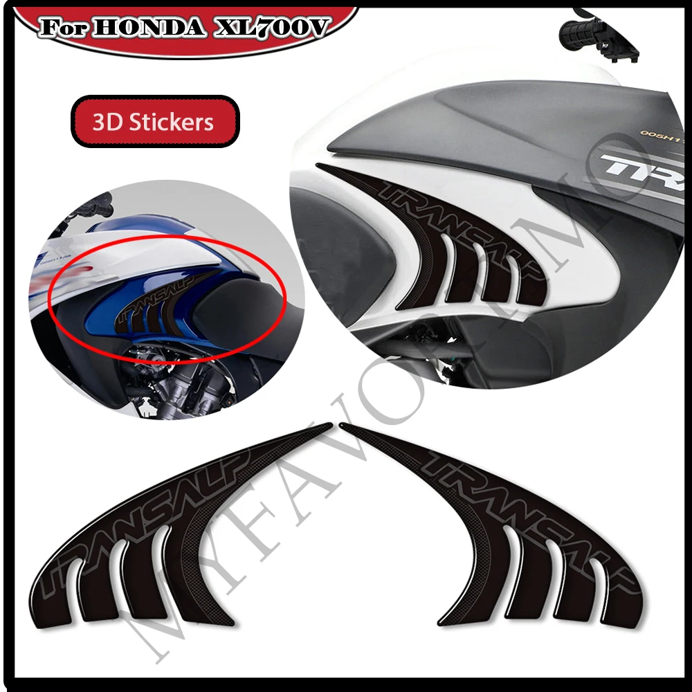 Moto Per HONDA TRANSALP XL700V XL 700 V XL700 Rilievo del Carro Armato Manopole Laterali Gas Olio Combustibile Kit Carena Parafango decorazione Adesivi