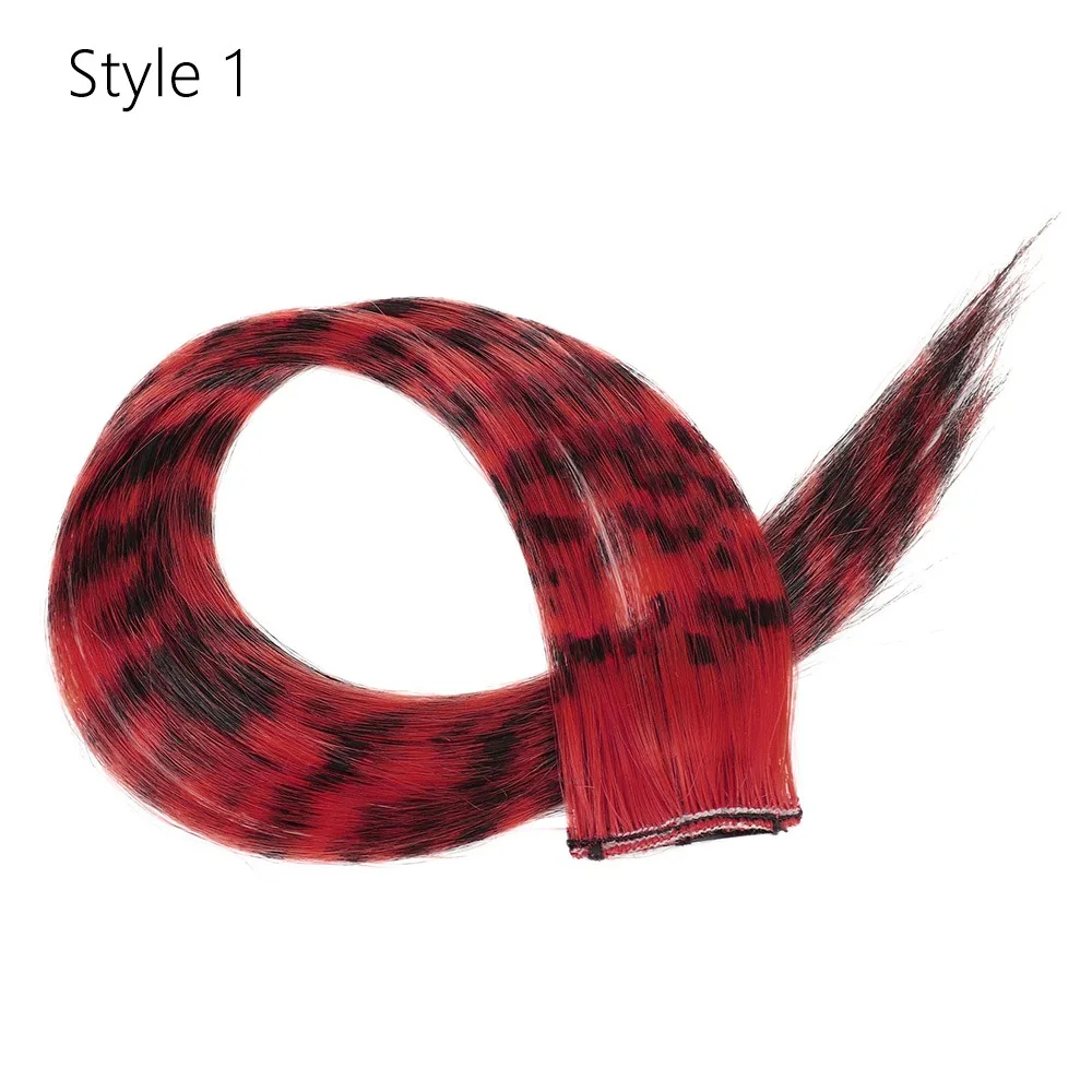 Halloween Stripe Printed Clip in Hair Extensions Colorful Straight Hair Highlights 18 Inches Synthetic Wig Hairpieces Girls