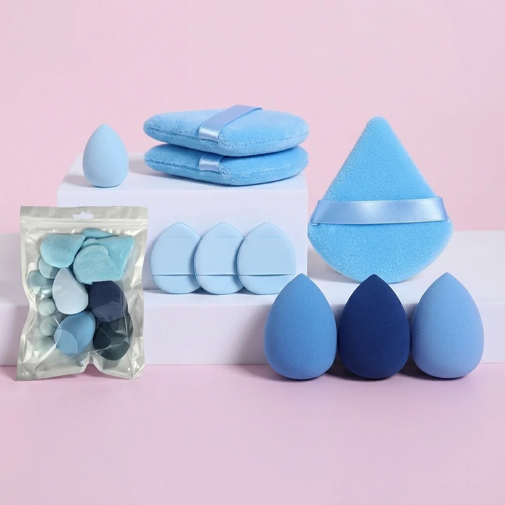 14pcs All-Purpose Makeup Sponge Set, Made of 4 Triangular Powder Puffs  3 Medium Puffs 3 little Sponges 4 Beauty Sponges
