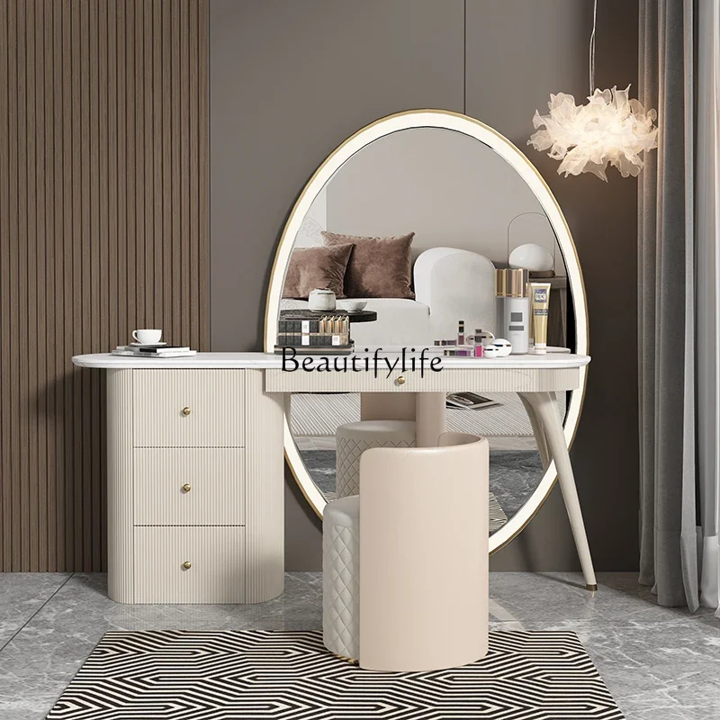 

Italian dresser small apartment bedroom premium light luxury makeup table modern slate marble