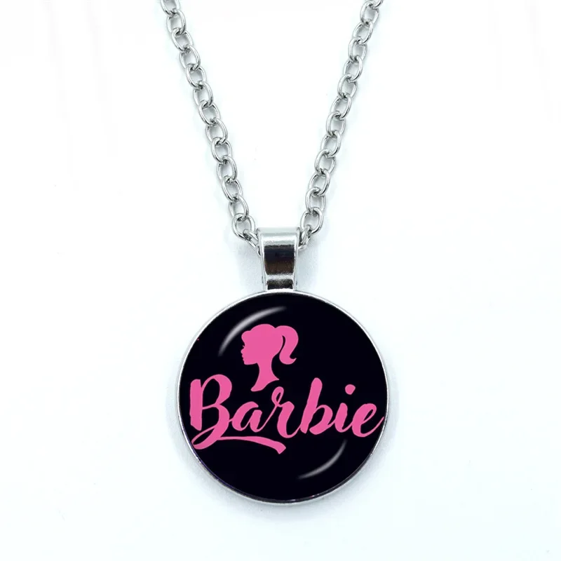 Barbie Pink Necklace Cartoon Doll Movie Figure Girls Time Gemstone Pendant Peripheral Accessories Cute Birthday Christmas Gifts