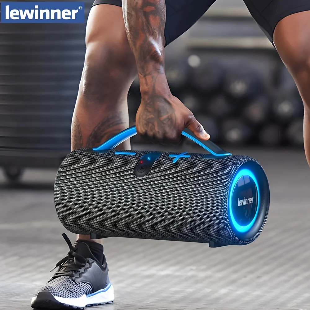 Lewinner Portable Wireless Speaker, Outdoor Speaker, 60W High-power Subwoofer, 7 Modes Of RGB Ambient Light, Long Battery Life,