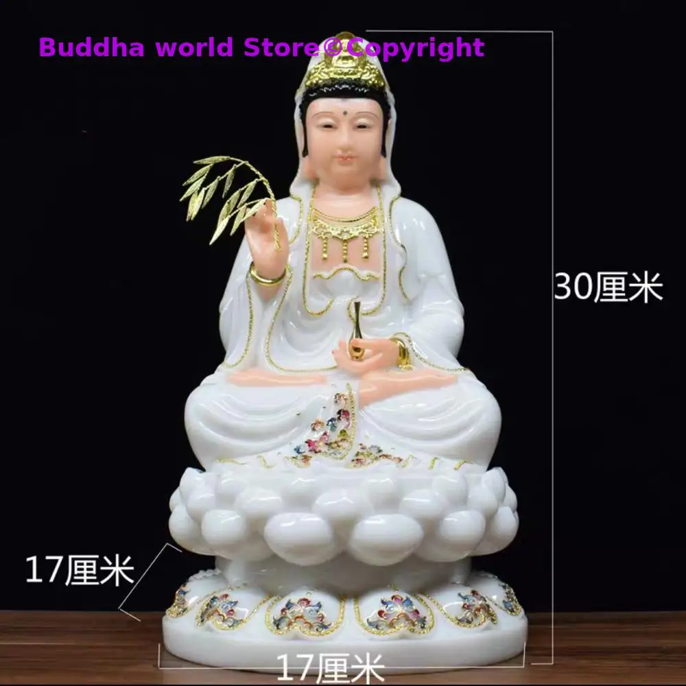 Buddhism Taoism figure jade Goddess Guan yin GOD Avalokitesvara buddha Asia HOME family protection LUCK bless FENG SHUI statue