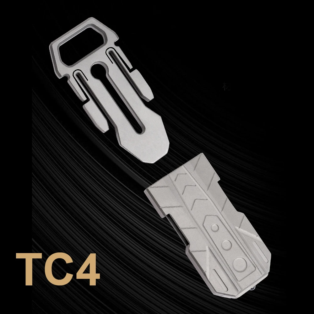 Titanium Alloy TC4 Detachable Quick Pull Multifunctional Keychain,Pry Bar Bottle Opener,Broken Window Survival Ceramic Bead Head