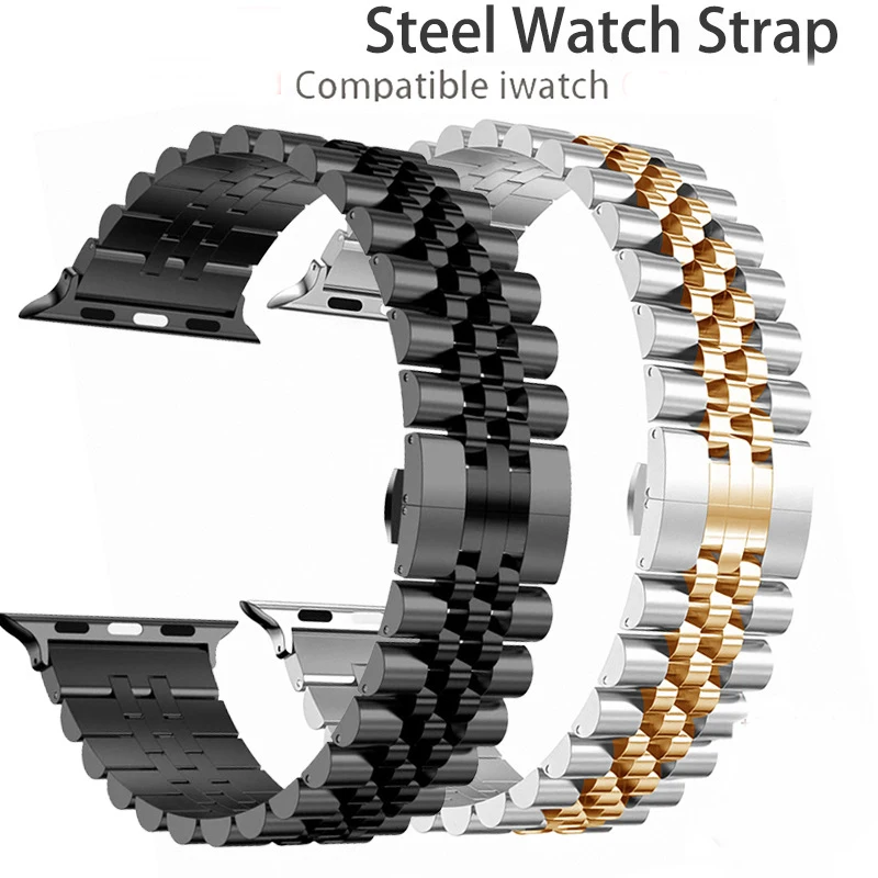 For IWatch Ultra 2 49mm 45mm 44mm 42mm 41mm 40mm 38mm Stainless Steel Metal Watch Strap For Apple Watch Series 9/8/7/6/5/4/3/SE