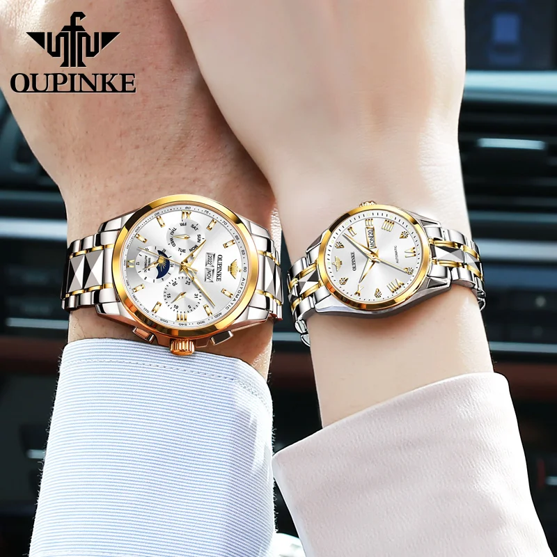 OUPINKE Couple Watch Automatic Mechanical Watch for Men and Women Luxury Gifts His Hers Watch Sets Original Swiss TOP Brand