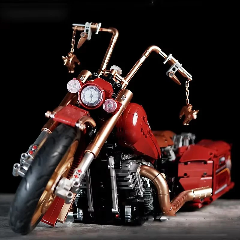 Kbox 10514 édition limitée technique rétro Harleyed course moto blocs modèle MOC moto briques bricolage jouets cadeaux de noël