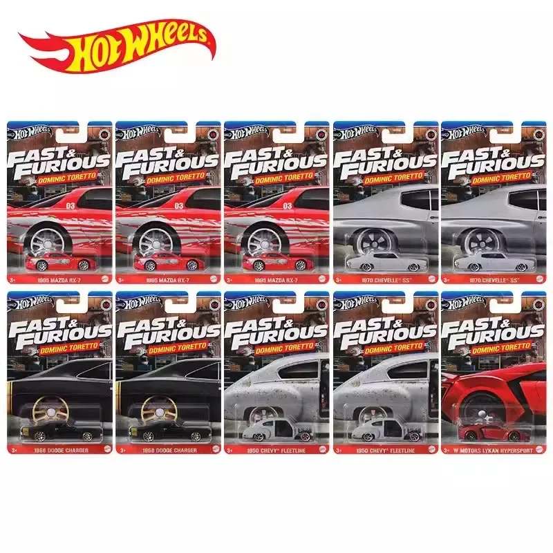 Original Hot Wheels Car Fast & Furious Dominic Toretto Boys Toys 1/64 Chevy Fleetline Dodge Charger Mazda Chevelle Motors Lykan