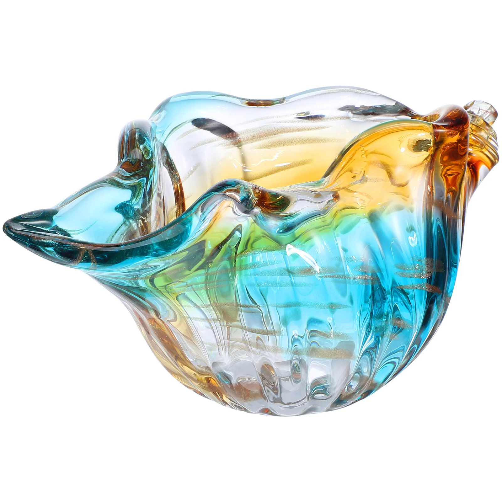 

Blown Glass Conch Shell Decorative Vase Colorful Hand Blown Ocean Decor Unique Glass Flower Vase Creative Coastal Table