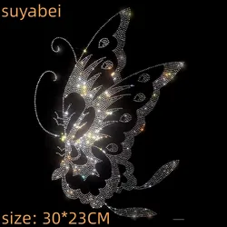 Grande farfalla accessorio per abbigliamento hot fix strass design iron on transfer strass iron on transfers designs dress hem decor