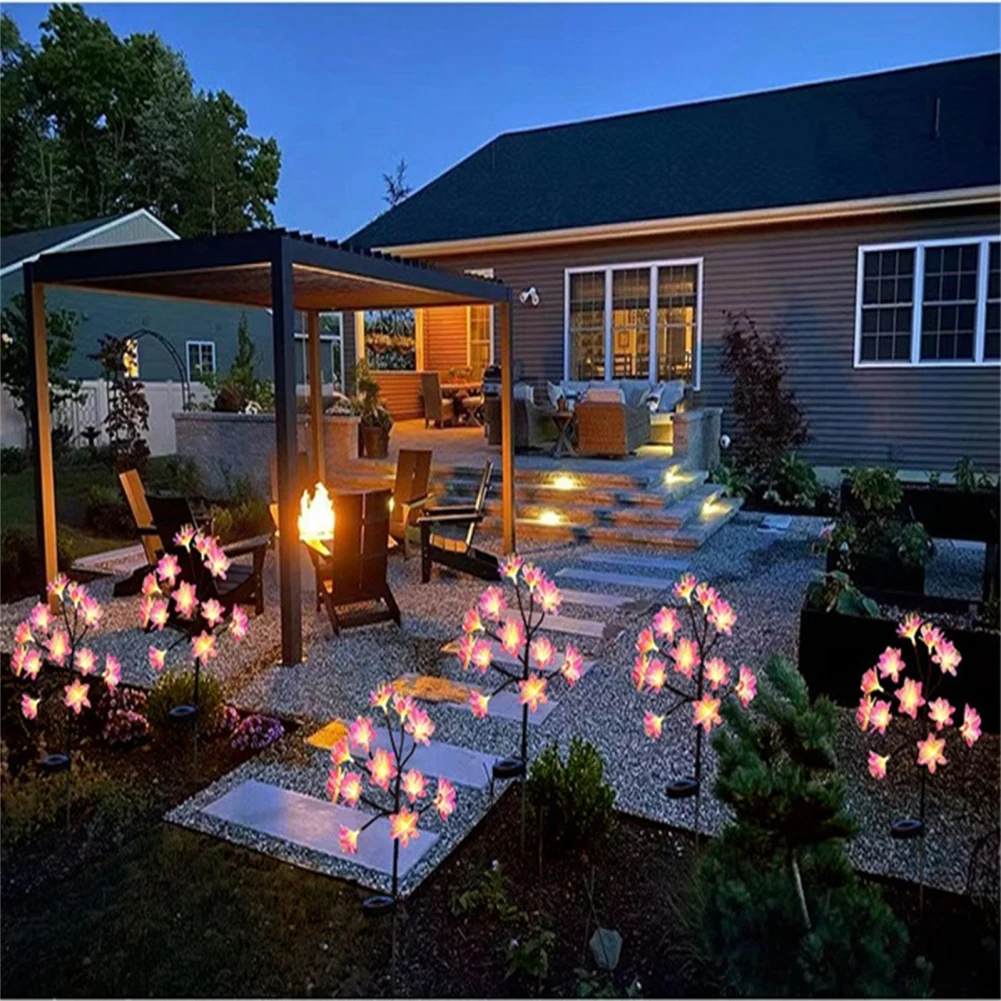 Camellia Solar Light Outdoors Waterproof Decoration Outdoor Garden Solar Flowers Lawn Lamps for Patio Yard Holiday Decoration