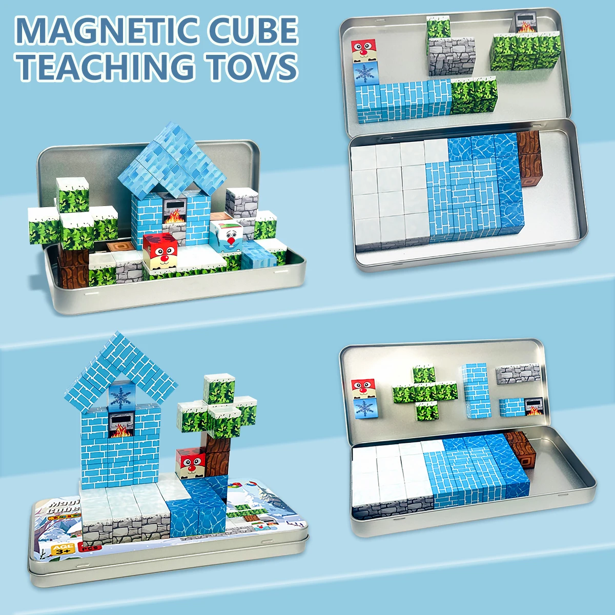 Magnetisch bouwspeelgoed met ijzeren behuizing Reizen voor kinderen Essentieel Draagbaar Creativiteit Onderweg Magneetblokken STEM Frozen Toys