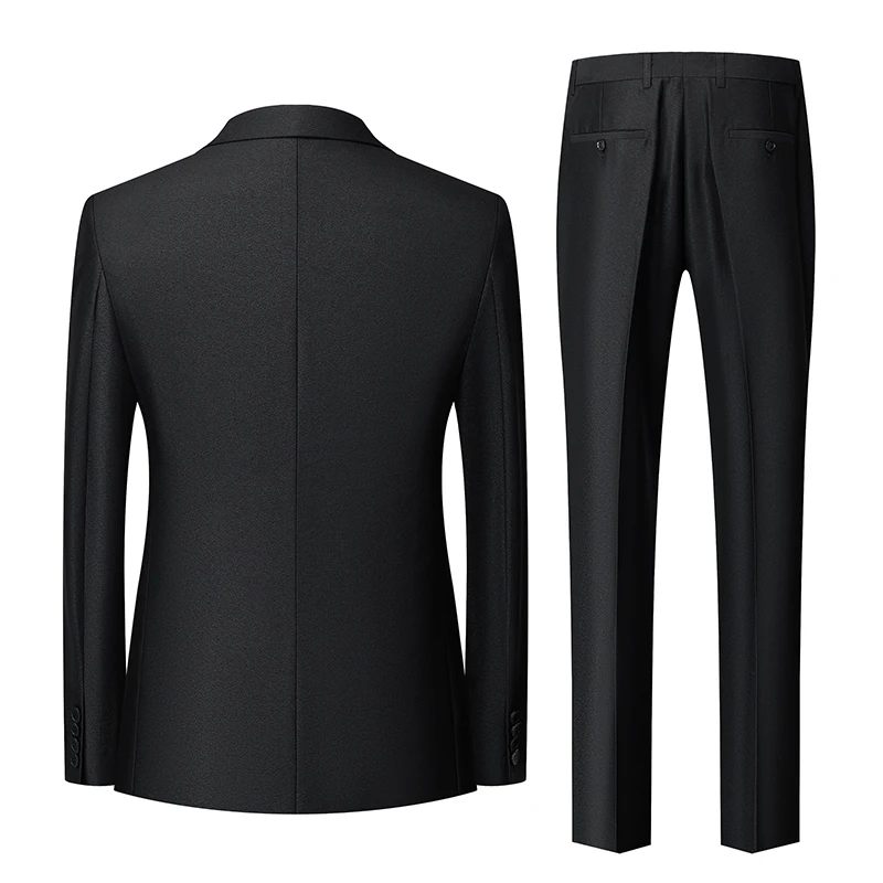 Black Mens Slim Fit Three Piece Suit,Business/Wedding/Office Two Button Jacket and Vest with Trousers,Asian Size S-XXXL, Men Set