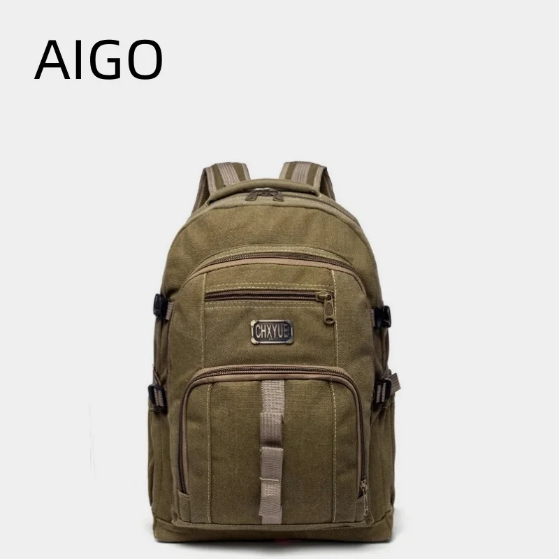 

AIGO Canvas Travel Backpack For Man Large Capacity Outdoor Mountain Rucksack Male Backpack Teen Sport School Bag Mochilas