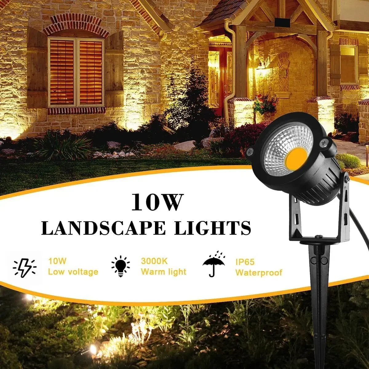 

5W10W Low Voltage Landscape Lights 12V24V with Connectors Warm White Waterproof Outdoor Spotlights for Trees Pathway Lawn Yard