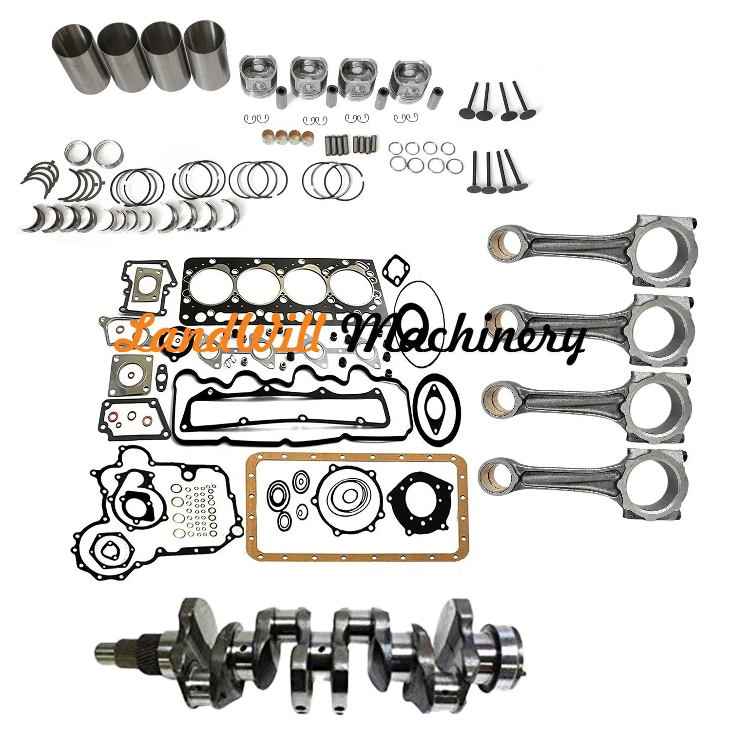 Overhaul Rebuild Kit + Connecting Rod + Crankshaft Fits For Kubota V3300 Engine
