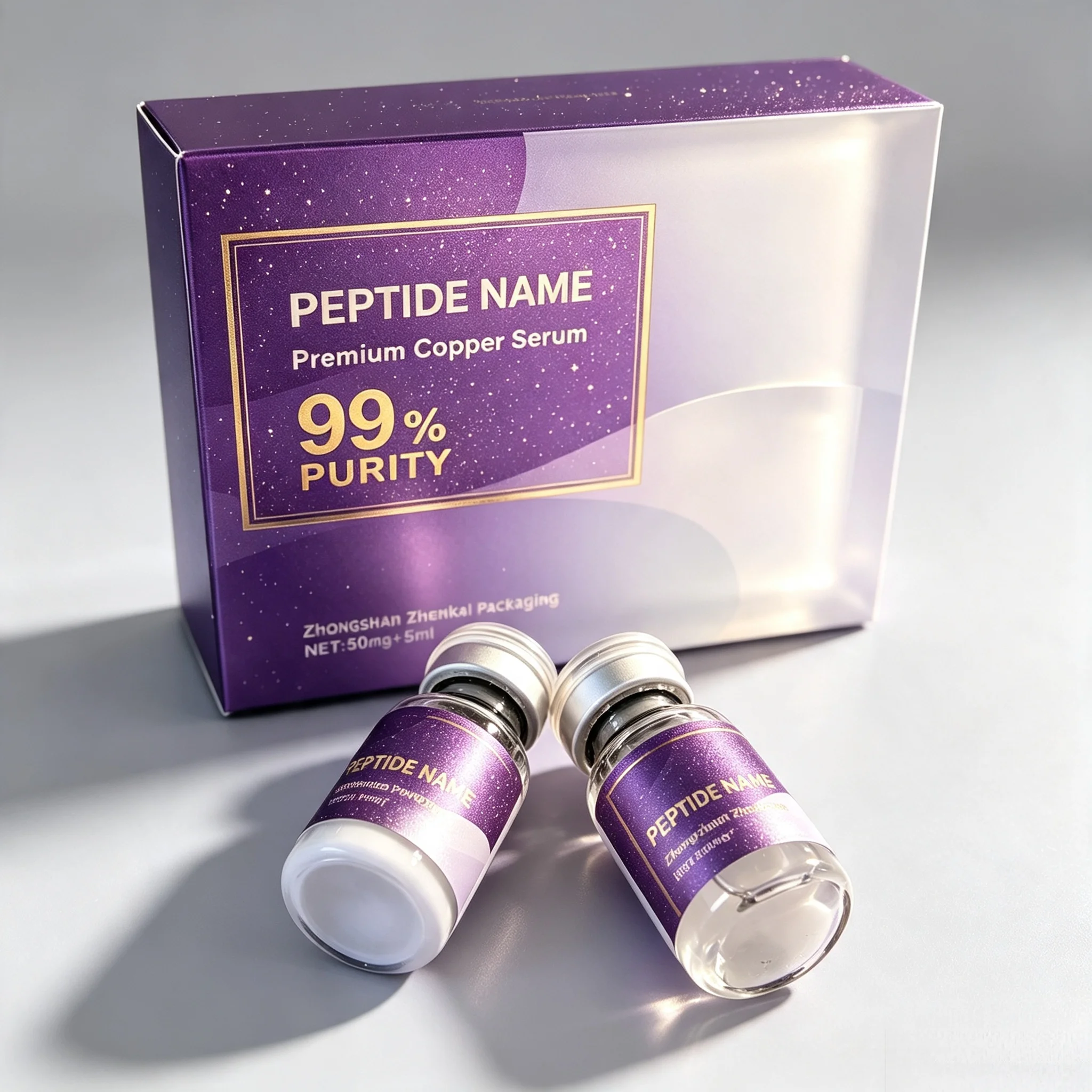 Custom Peptide Packaging Stickers Printed Carton Boxes For Cosmetic Fitness 3ml 5ml 10ml Vials Customizable Supplement Bottle La