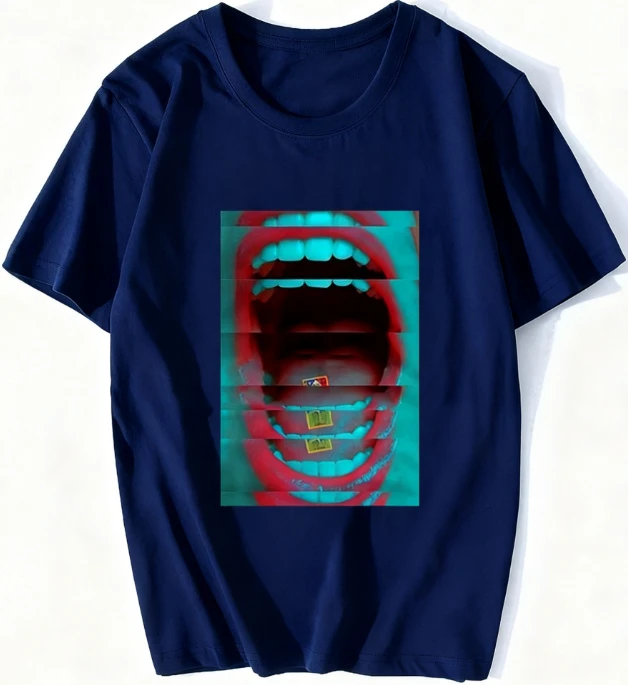 الرجال Lsd الشفاه حمض Mdma Xtc تريبي مخدر Vaporwave ضائع الشباب أحد عشر كالي باريس القطن تي شيرت الهيب هوب تيز القمم