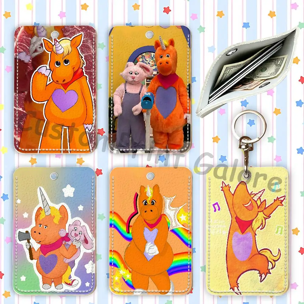 B-Buddy the U-Unicorn Cartoon Movie Singer Game Anime Printed Leather Card Holder Can Store ID Card Subway Case