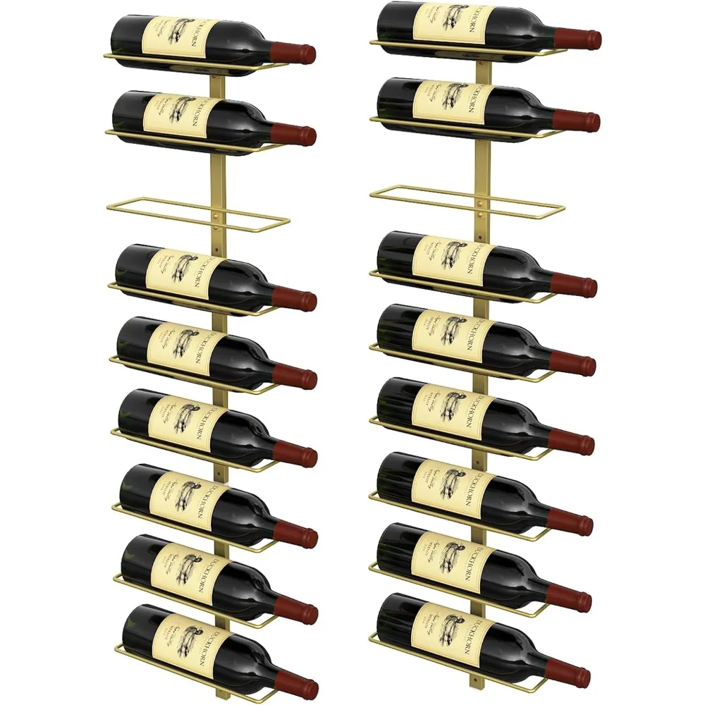 

Metal Wall-Mounted Wine Rack for 18 Bottles - Hanging Storage Solution for Home
