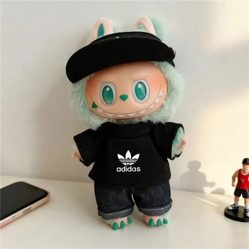 15 17 سنتيمتر ل Labubu دمية الرياضة تي شيرت الجينز فستان أطفال مع سروال داخلي الزي الملابس الكورية المعبود العصرية Adi قبعة بيسبول الملابس والاكسسوارات #4