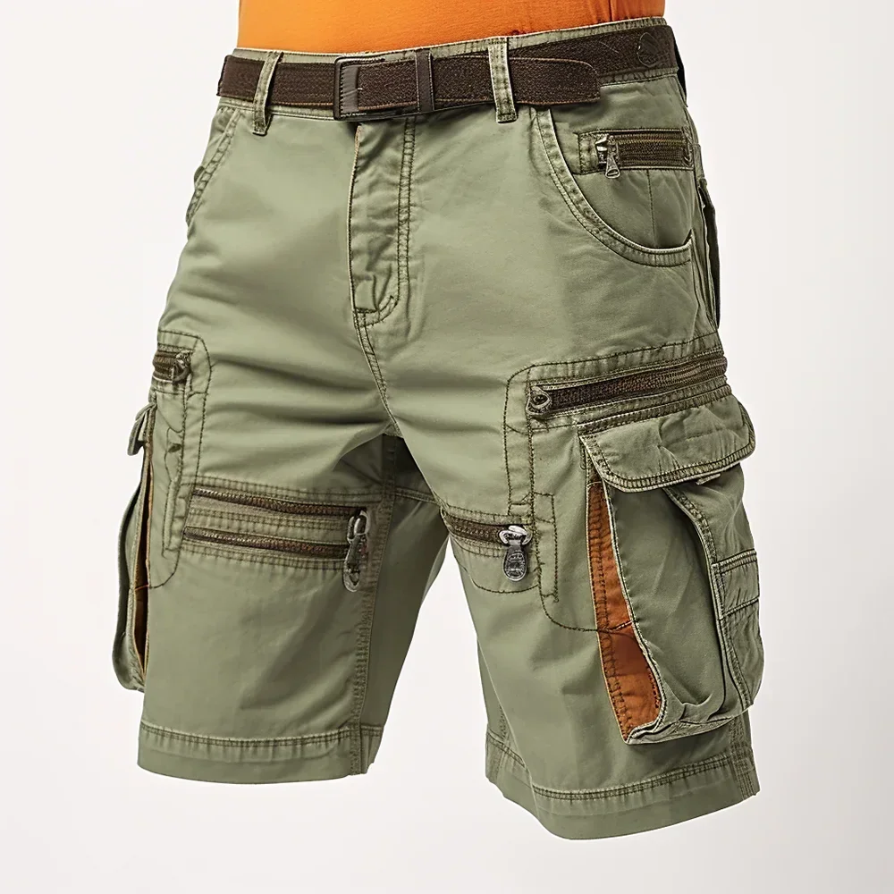 Short cargo vintage lavé pour homme, ceinture et poches, commandé