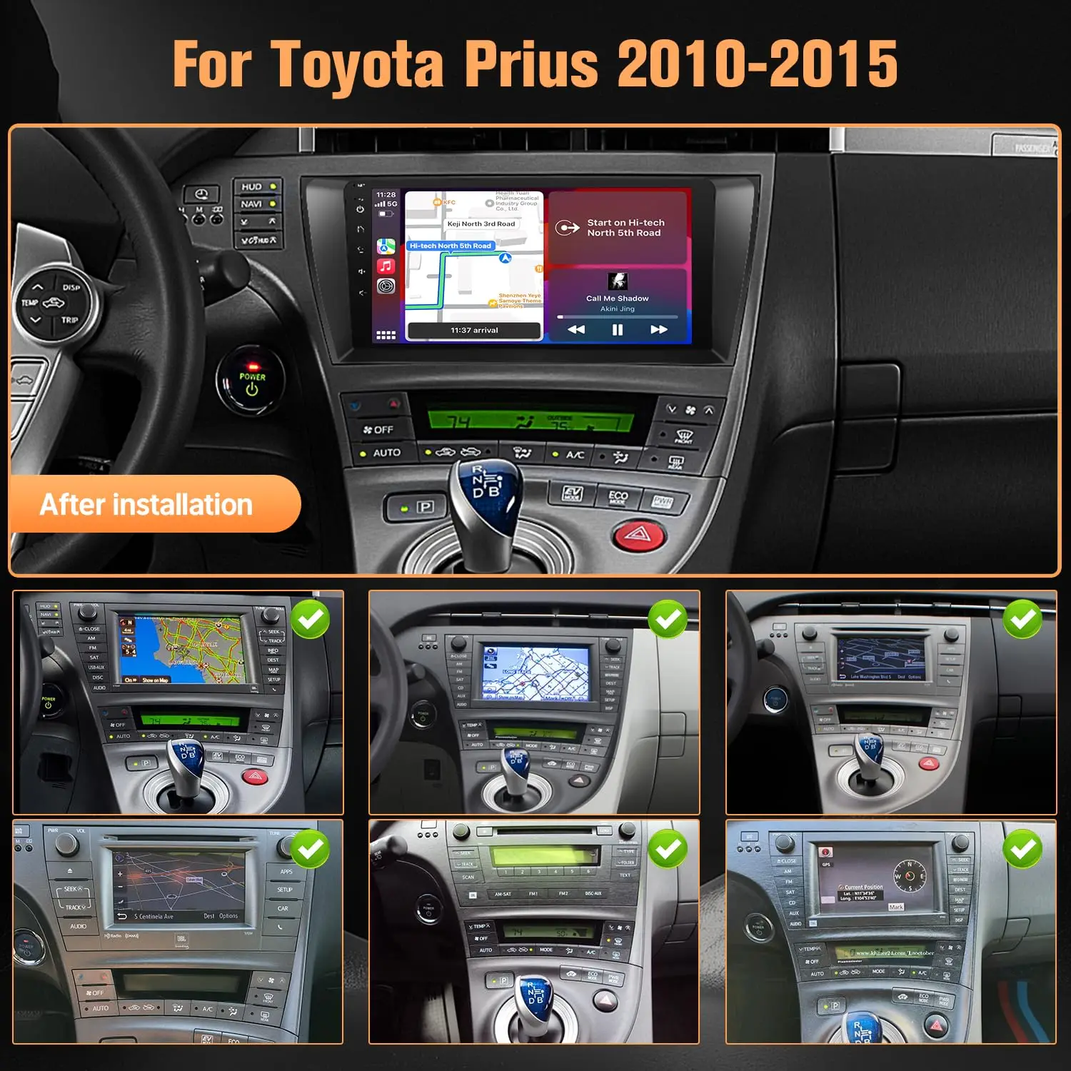 Leeocar Wireless CarPlay Android Auto Car Radio For Toyota Prius 2010-2015 GPS Multimedia 2 Din 4G 64G Android 13