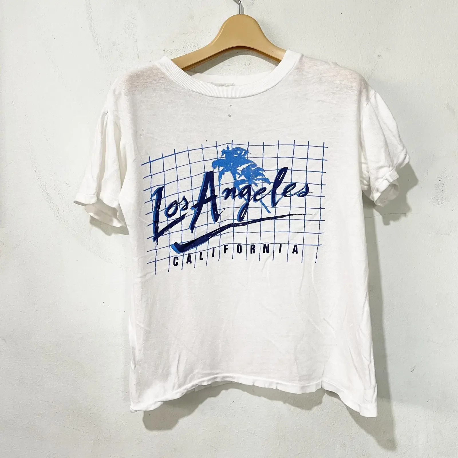 Camiseta Vintage de los 80 de Los Ángeles, California, Talla XXS, Lavada, Unisex, Suave, para Uso Diario, Ropa de Diseñador, Casual
