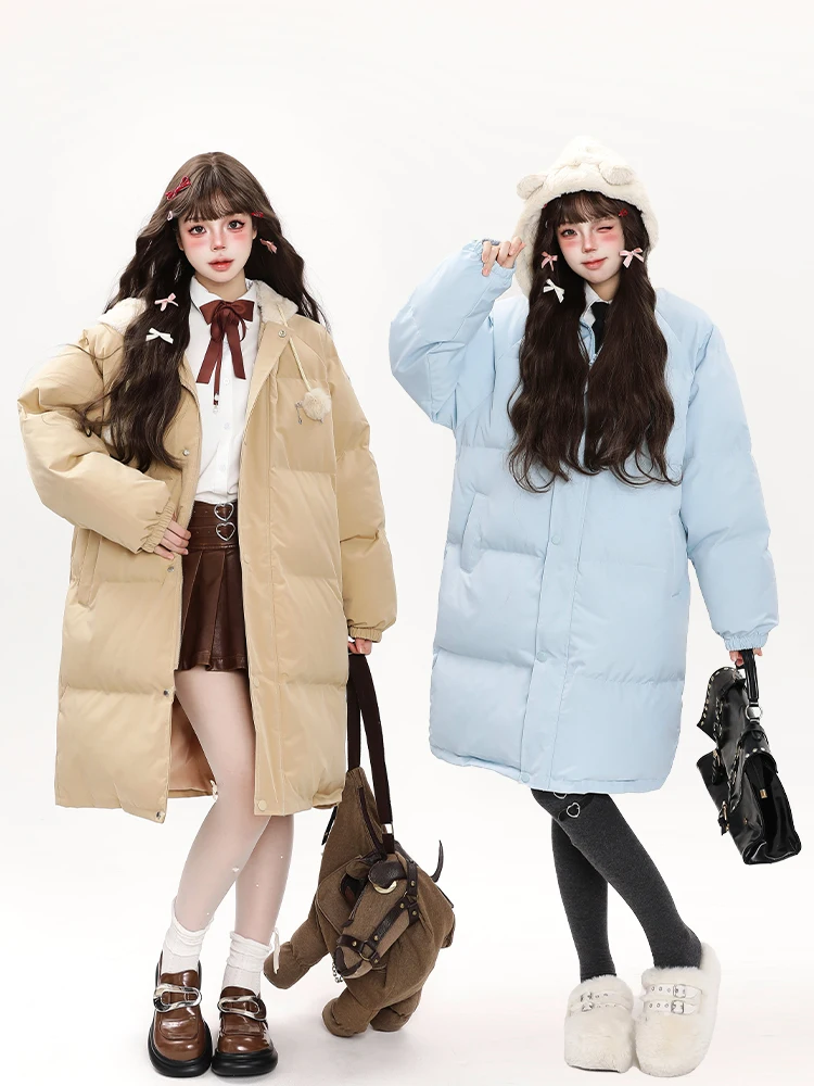 

Laid-ba Sle Hooded Thiened Cotton Jaet Women's Winter Coat Warm Casual Mid-Length Quilted Cotton Outerwear