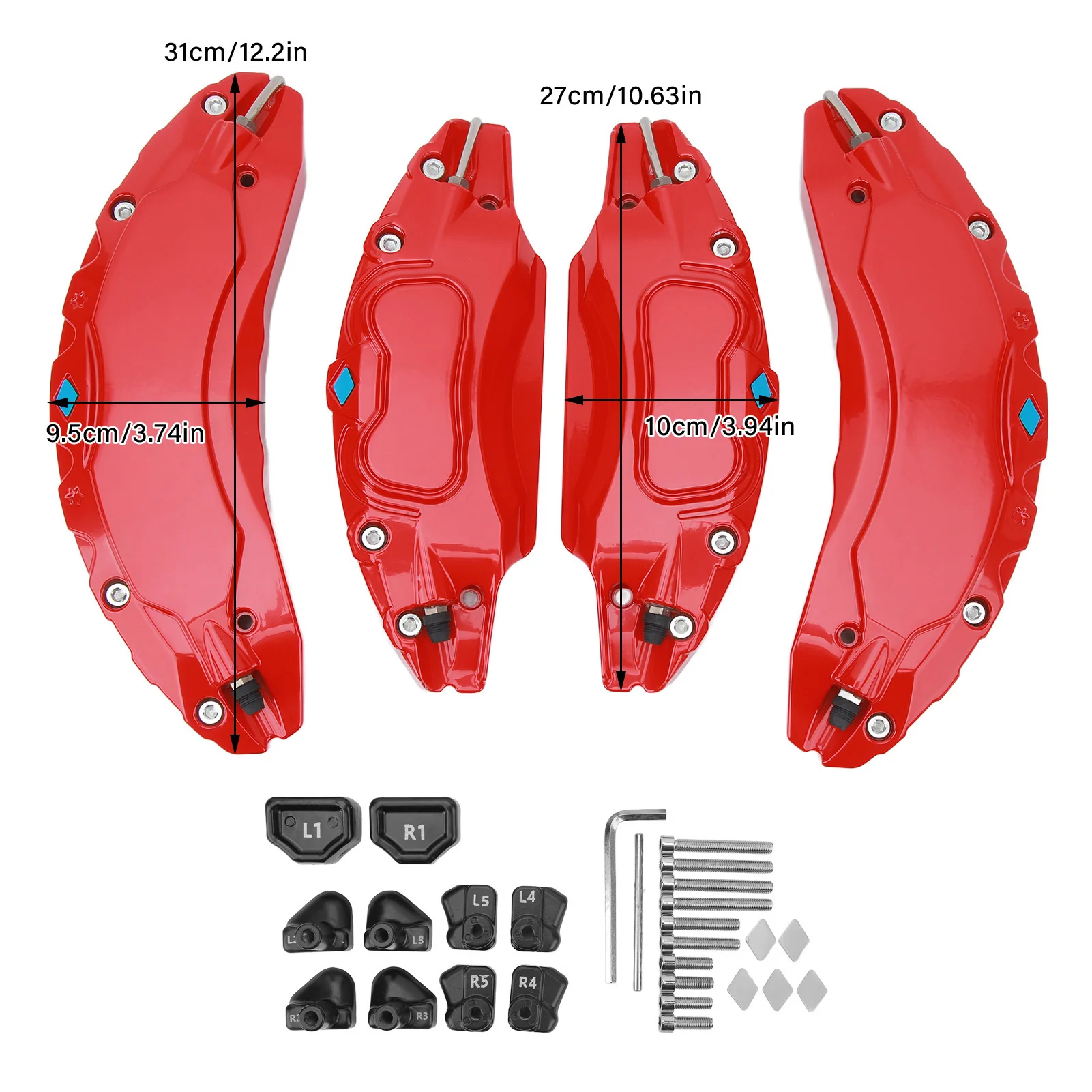 테슬라 모델 3 18인치 19인치 휠 허브용 4PCS 자동차 디스크 브레이크 캘리퍼 커버 알루미늄 합금 디스크 브레이크 캘리퍼 가드 교체품 썸네일 6