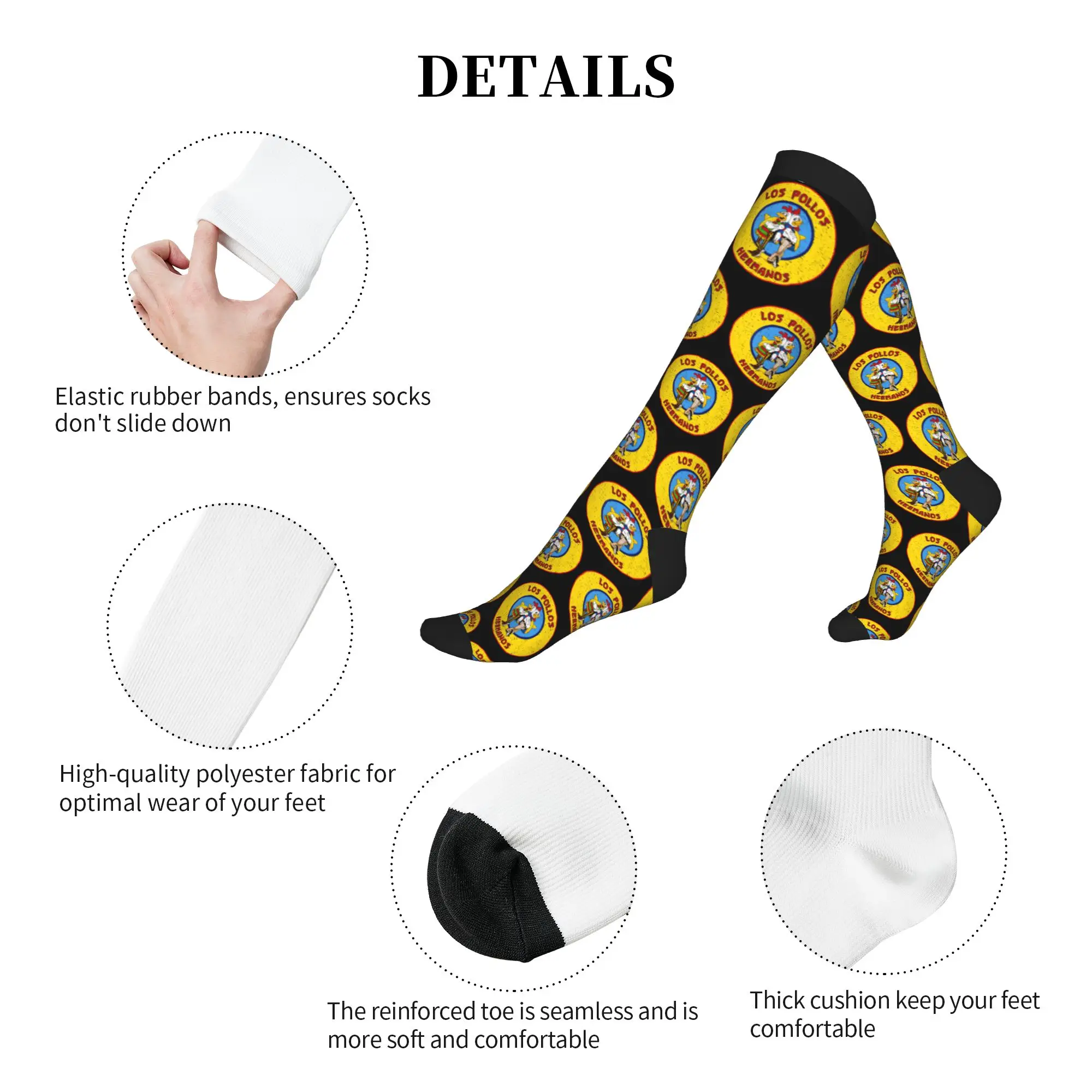 Los Pollos Hermanos Men's Sports Compression Socks Funny  Breaking Chicken Brothers Bad Spring Summer Autumn Winter Dress Socks view 5