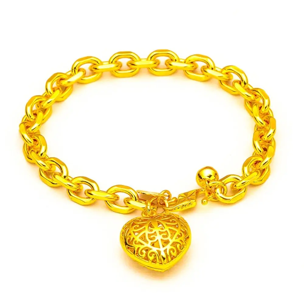 Forever Love Carve Love Heart Bracelet Exquisite Gold Good Luck Bangle Luxury Fortune Fashion Jewelry Women