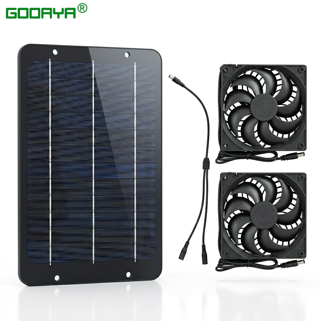 Solar Panel Charger Fan Solar Powered Exhaust Fan Monocrystalline Silicon For Homes RVs Greenhouses Utility Rooms Pet Houses
