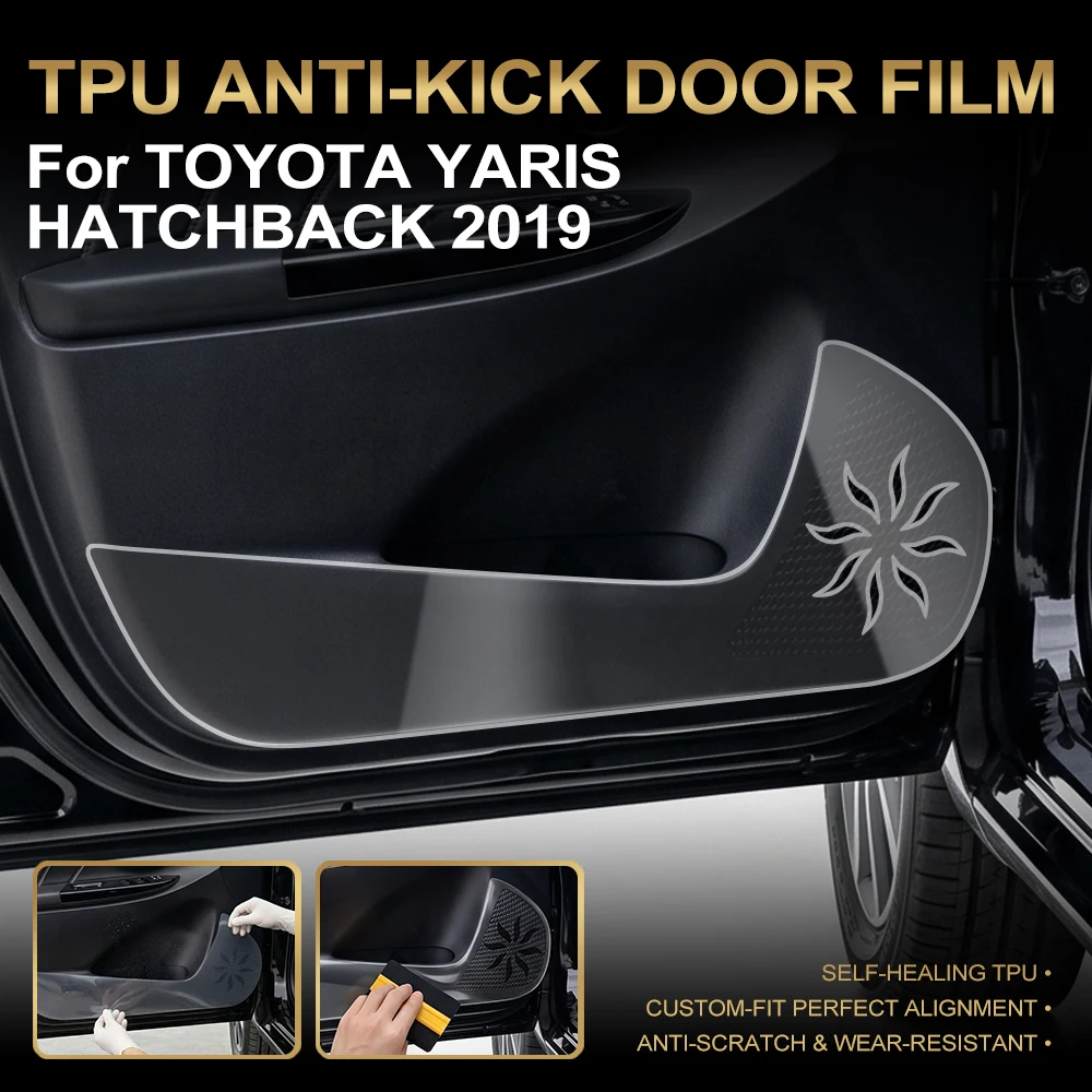 

For Toyota Yaris Hatchback 2019 TPU Car Door Anti Kick Pad Inner Side Edge Film Front and Rear Door Side Panel Protection Pad