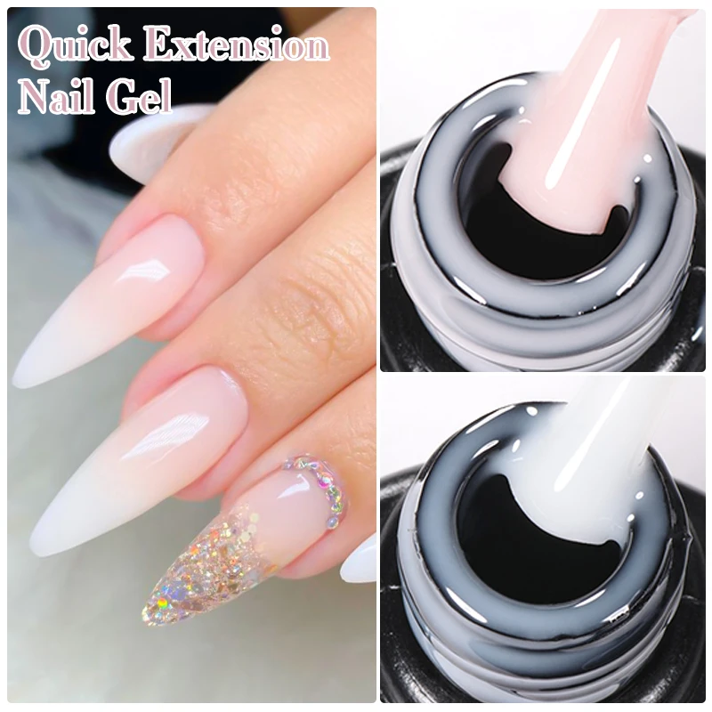 7ml Milky White Quick Extension Gel Nail Polish Nude Construct Hard Gel Semi Permanent Acrylic Extension Nail Art Hybrid Varnish