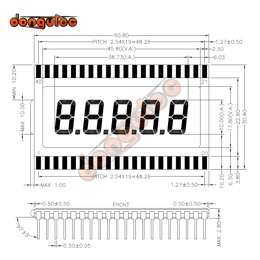 Layar LCD Segmen 5 Digit Positif 40PIN TN