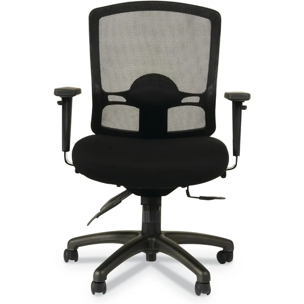 etros series petite mid-back multifunction mesh chair, black