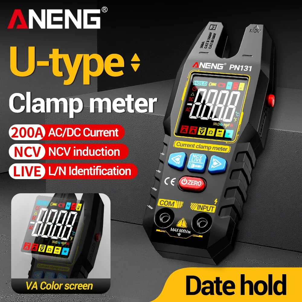 Multi Functional Clamp Meter 200A AC/DC Current 600V Voltage Detection Essential Tool for Electrician Maintenance ANENG PN131