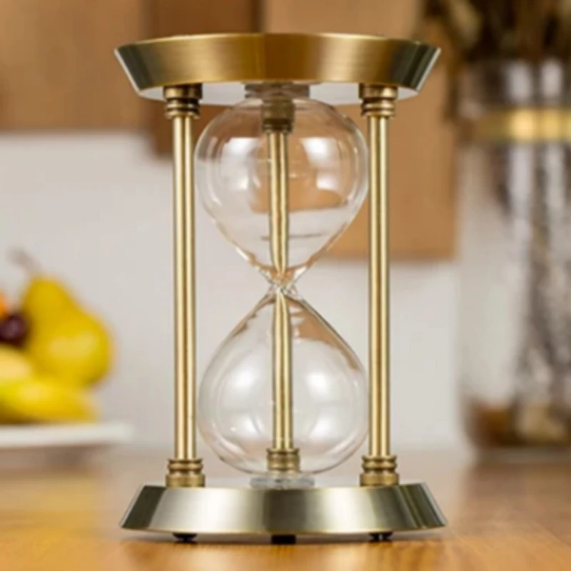 2024 Newest Empty Hourglass Bottle Sand Three Pillars Sandglass Metal European Retro Office Desktop Decorations Sand Clock Timer