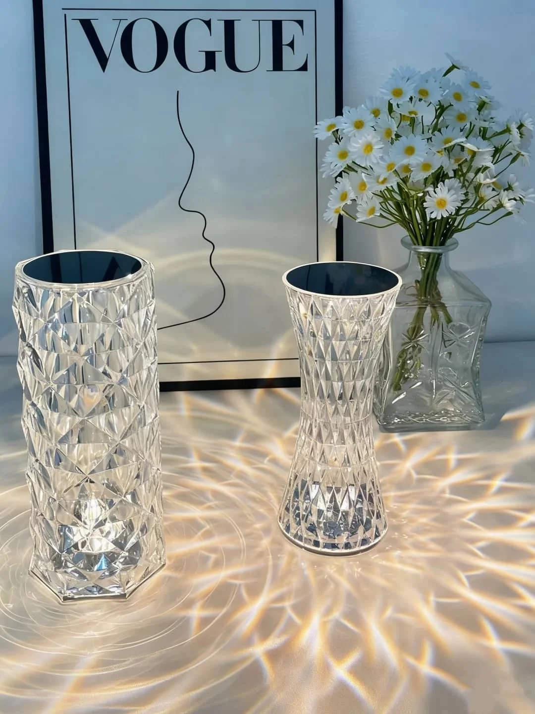 Persun Diamond Table Lamp For Bedroom Bedside Art Deco Romantic Portable Touch Crystal Desk Light Charging LED Table Night Light