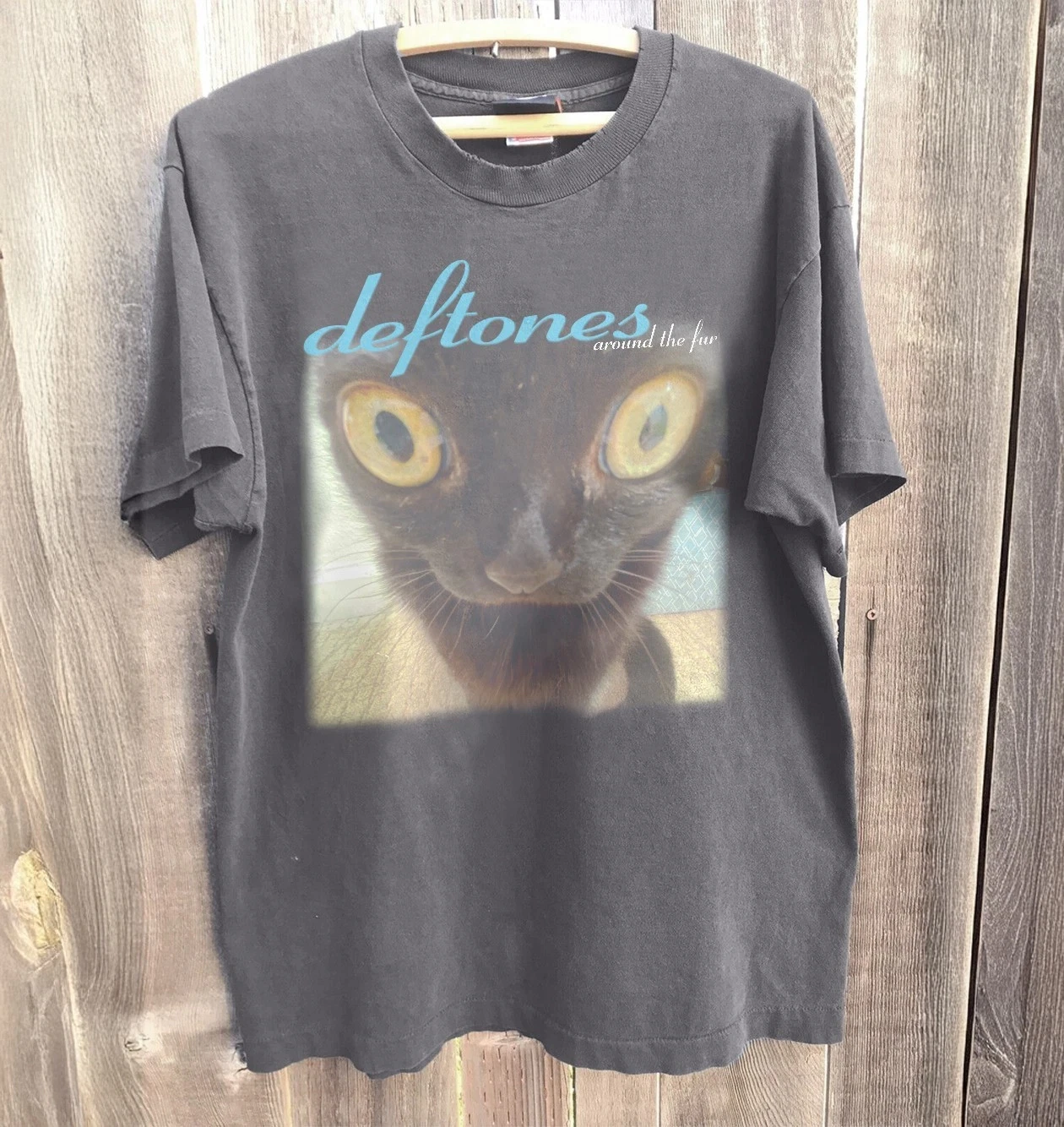 Deftones Around The Fur Lustiges schwarzes Katzen-Unisex-T-Shirt, anthrazitfarbenes Harajuku-Grafik-T-Shirt