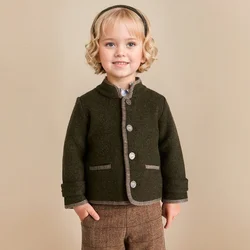 Children's clothing autumn winter British lamb wool children's coat baby windbreaker double-sided woolen single-breasted jacket