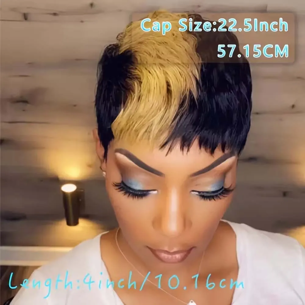 أومبير شقراء قصيرة عابث قطع شعر مستعار قصير شعر طبيعي مفرود الباروكات الشعر البرازيلي مع الانفجارات للنساء آلة صنع قصيرة الطبقات