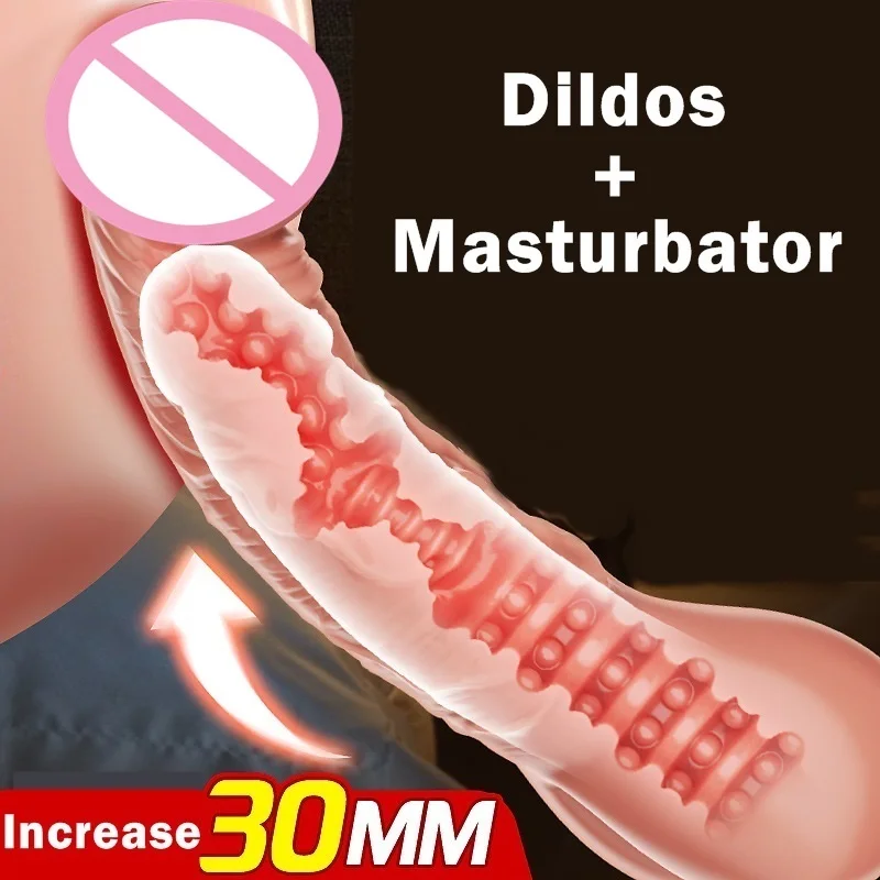 New Male Dildos Penis Sleeve Extender Sex Toy For Men Masturbator Delay Reusable Condom Vaginal Anus Stimulation Dick Enlarger