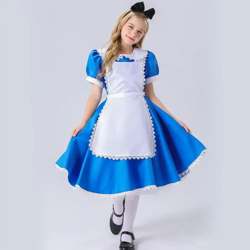 Halloween cosplay anime empregada vestido azul fantasia de princesa