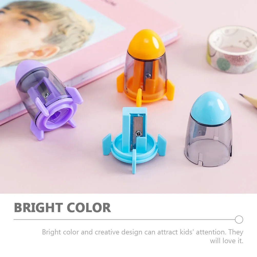 

24pcs Rocket Pencil Sharpener Cartoon Modeling School Supplies Kids Use Sturdy Reliable Textured Colorful Creative Design