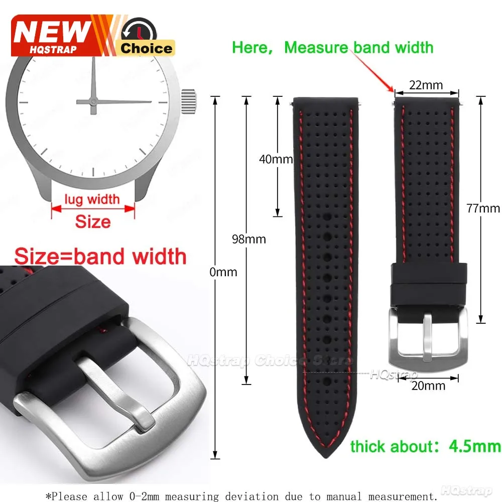 Neues Sport-Silikon-Uhrenarmband 20mm 22mm 24mm Wasserdichtes Atmungsaktives Armband Schnellverschluss Farbige Nähte Gummi-Armband – Detail 2