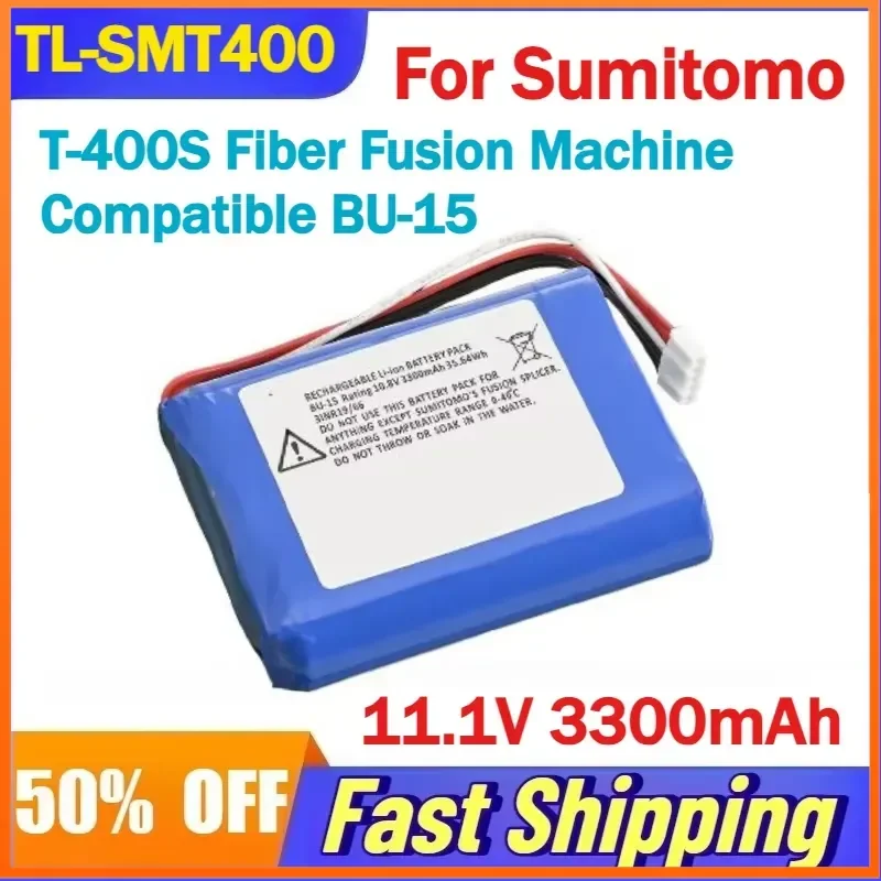 11.1V 3300mAh TL-SMT400 Li-Ion Battery for Sumitomo T-400S Fiber Fusion Machine Compatible BU-15 Rechargeable Batteries